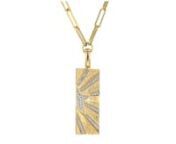 https://www.ross-simons.com/964792.htmlnnAn RS exclusive. Light up the night with this sparkling starburst necklace! On it, .15 ct. t.w. diamonds in white rhodium shine in a modern starburst motif on a sleek rectangular pendant. Finely crafted in polished 18kt yellow gold over sterling silver and suspended from a paper clip link chain. Satin and polished finishes. Lobster clasp, diamond rectangular starburst necklace.