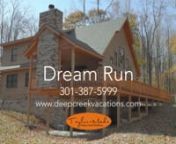 Book Dream Run today! &#124; https://www.deepcreekvacations.com/booking/dream-runn────────────────────────────────────────nnDream Run is a brand-new log home that is in the picturesque North Camp Community. It is conveniently located within a five-minute drive from ski slope access and white-water rafting or rock climbing at the Adventure Sports Center. You only need to venture a few minutes further to reach your lake acc