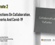 CC4 International Symposium 2022 on Collaboration in Higher Education hosted by TALON at the University of Calgary, SAPL and Take5 at theLondon Metropolitan University.nKeynote TwonReflections on Collaboration, Networks and COVID19.nNatasha Kenny, University of Calgary