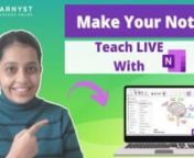 In this video, I will help you create sellable notes &amp; teach online or LIVE using the One Note Tool. nnTo sell study notes from your own website, signup to learnyst. nn� Signup here →https://www.learnyst.com/signupnnHi, I am Gandhalii from Learnyst. n0:00 - Intro nUsing the One note tool you can organize notes or use it as a whiteboard tool to teach LIVE. nnFirst lets’ see how to organize your teaching notes in one note and sell it as a course. n0:40 - Prepare exam notes for students i
