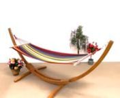 Hammock With Solid Wood StandnnWhen the summer months come around, there is nothing better than sitting back and enjoying your garden and this hammock with stand gives you the perfect place to achieve total relaxation. A great alternative to a traditional sun lounger, it will also add unique style and visual interest to your outdoor space.nThe colourful stripy fabric used on this hammock evokes images of bright, sunny days and creates a bold and vibrant piece that can cheer up any corner of your