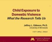 This webinar provided participants with an overview of key strategies for fostering safety and promoting wellbeing for families experiencing domestic violence, particularly for families in child welfare settings. Building a partnership withvictims of domestic violence is a key first step to fostering safety. Information shared during this webinar can provide a strong foundation for on-going assessment, identification and safety planning. Presenters provided participants with a snapshot of the