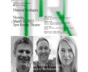 MATERIAL ECOLOGIESnFaculty DialoguenM 13 March 2023 &#124; 5:00pm ET &#124; Kresge TheatrennDANA CUPKOVAnCO-FOUNDER AND DIRECTOR OF EPIPHYTE LAB; ASSOCIATE PROFESSOR, CMU SOAnDana Cupkova holds Associate Professorship at the Carnegie Mellon School of Architecture and is a Co-founder and Director of EPIPHYTE Lab, an architectural design and research collaborative. From 2005 to 2012 she was a Visiting Assistant Professor in the Cornell University Department of Architecture. From 2014 to 2018 she served on t