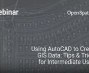 Expand your AutoCAD knowledge with our follow-up webinar designed for GIS users who are ready for the next step. In this session, we delve into more nuanced aspects like capturing various types of data, understanding symbology, and editing with precision. We also cover grip editing and setting up your work environment for optimal results. nnThis webinar aims to make GIS users more comfortable in the AutoCAD environment, enhancing your CAD-GIS integration skills. nnChapters:nIntro 00:00:00nAgenda