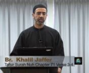 This is the second lesson in the Surah Nuh tafsir series with Br. Khalil Jaffer. This lessontakes an in-depth look at the third and fourth verses of this surah, using arabic grammar as well as examples from various surah to create understanding of Surah Nuh.