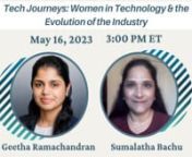 Join us for an engaging webinar with Sumalatha Bachu and Geetha Ramachandran from FINRA as they share their experiences as women in technology, and how they have witnessed the evolution of the industry throughout their careers. Through their unique perspectives as Senior Directors in Big Data Operations, Enterprise Application monitoring solutions , Application Engineering and Data Science platforms, respectively, they will discuss the challenges and opportunities for women in tech, and the impo