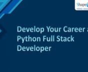 ShapeMySkills offers a Python Full Stack Developer Course in Noida. Learn front-end and back-end web development using HTML, CSS, JavaScript, Django, or Flask. Develop interactive interfaces and server-side applications through hands-on projects. Contact +91-9873090930 or email info@shapemyskills.in for more details. Elevate your career with our Python Full Stack Developer course in Noida.