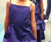Erin tried on dresses in preparation for being a flower girl in Hasina&#39;s wedding.