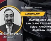 autolemonlaws.com/nnAlex Simanovsky &amp; Associates, LLCnNational Headquartersn2300 Henderson Mill Road,nSuite 300nAtlanta GA 30345nUnited Statesn(844)-885-3666nnThe first step is to notify the car manufacturer of the defect, preferably in writing. While you can do this independently, consulting a lemon law attorney can be beneficial. A lemon law attorney&#39;s expertise can guide you through the process efficiently. The manufacturer&#39;s lemon law department will review your claim and the provided ev