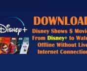 Are you wondering how to download your favorite classic Disney movies from the Disney Plus streaming platform, so that you can watch them on any device anytime and anywhere you want without a live internet connection? Check this video out, you will get to know the best Disney Plus downloader software (https://www.dvdfab.cn/disney-plus-downloader.htm) to download streaming videos from Disney+.nMore Info: the text version of this video with detailed step-by-step guide is available here at https: