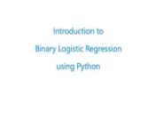 In this video, we’ll learn about binary logistic regression and its application to real life data using PythonThis is part of the Exploratory Data Analysis unit in Digita Schools post graduate diploma in data Science https://www.digitaschools.com/course/data-science-online-masters/, carrying 120 UK credits and 60 European credits giving you fast track access to final module of a Masters degree programme at UK and European universities either online or on campus. nnWithout a doubt, binary logis