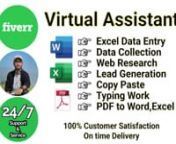 Hello,nnI am Iqbal Hasan, a passionate and hard-working Data Entry Operator. I am an expert in Data Entry, Web Research, Lead Generation, Copy Paste, PDF to Excel &amp; more.nnI am dedicated to my work and committed to providing high-quality professional work at a budget price.nnI always try my level best to satisfy my client with 100% accurate work.nnI am eagerly waiting to work with you.nnNotes:n--Visit my Gigs for my Services. ( www.fiverr.com/iqbal_hasan_eko )n[[ Please contact me before pla