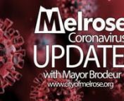 This is Mayor BrodeurnnMore good news on the local COVID front! Today’s Department of Public Health weekly COVID-19 statistics indicate Melrose has moved from the red category to yellow. Our positivity rate has dropped from 4.52% to 3.53%, whereas two weeks ago it was 5.72%. Our average number of positive cases per 100,000 dropped from 58.4 to 51.0. This is obviously a great sign, but we must remain vigilant to keep up our progress. nThere are many free testing options including Stop the Sprea