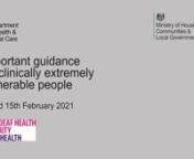 Important guidance for clinically extremely vulnerable (CEV) adults. nnPublished 15 February 2021nnThis is a British Sign Language (BSL) translation of the letter sent to the homes of children and young people who are considered clinically extremely vulnerable to Covid-19.