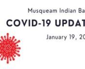 There is a new case of COVID-19 on Musqueam Reserve. The individual and their partner are in isolation. Watch this update from Councillor Gordon Grant and visit our website for more information: www.musqueam.bc.ca/covid19-update-jan19-21