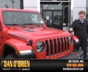 https://www.danobriencdjr.comn175 Pelham St, Methuen, MA 01844nSales: (978) 651-1854nnI’m Ryan from Dan O’Brien’s Chrysler, Jeep, Dodge, Ram of Methuen.Today we&#39;re going to be taking a look at the new 2021 Jeep Wrangler Rubicon.nnNow with the Jeep Wrangler Rubicon, you&#39;re already at top of the line and one way you can distinguish that is the appearance packages.nnSo, on the headlights you have the LED lighting group and on top of that you also have the red tow hooks up front and two in t