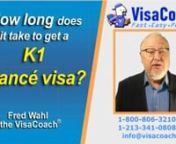 http://www.visacoach.com/k1-visa-timeline.html The K1 fiancee visa timeline includes currently in 2022, due to the Covid Pandemic about 9 to 11 months processing at USCIS followed by 3 to 4 months at the State Department. Most cases, except where consulates have been extensively closed due to quarantines should take around a year, from submission to visa issuance.nnTwo separate departments of the US government USCIS n(United States citizenship and immigration service) nand the US Department of S