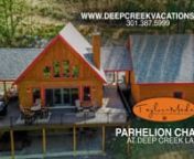 Book Parhelion Chalet Today! &#124;https://www.deepcreekvacations.com/booking/parhelion-chaletn━━━━━━━━nParhelion Chalet is a brand-new log home that welcomes you to Deep Creek Lake in style! Every room is impeccably furnished, and you will find state-of-the-art electronics throughout. Located in the picturesque North Camp community, this stunning retreat puts adventure and relaxation at your fingertips.nnThe amazing outdoor living space is a true highlight of this home. Enjoy fre