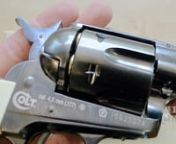 Type: BB air revolver.nManufacturer: UmarexUSA.nModel: Colt Single Action Army.nMaterials: Mostly metal with plastic grips.nWeight: 2.1 pounds.nBarrel: 4.5 inches, non-rifled.nPropulsion: 12 gram CO2.nAction: Revolver, single action only.nAmmunition Type: 4.5mm steel BB&#39;s.nAmmunition Capacity: 6 rounds.nFPS: 410fps.nnAll I can say is we finally got our Airgun 1857 Colt Single Action Army Revolver! I have been asking the big airgun companies for this for a while and I knew it would be very popula