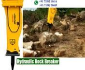 We are Supply of JISUNG, ATLASCO &amp; POWER Rock Breakers Suitable Excavator for L&amp;T- Komatsu, TATA Hitachi, JCB, Hyundai, Volvo, Kobelco, XCMG, Sanynand nWe produce all kinds of Hydraulic Rock Breaker Spare Parts, such as Chisels, Through Bolt, Wear Bushes, Pistons, Diaphragm, Front Head, Back Head, Rod Pin/Biscuit Lock, Nitrogen Gas Charging Kit, Nitrogen Gas Cylinder, Seal Kits, Control valve, Accumulator and etc. Our products match for All type Rock BreakersnFurthermorenWe are supply fo