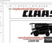 https://www.heydownloads.com/product/claas-lexion-480-repair-manual-pdf-download/nnCLAAS LEXION 480 REPAIR MANUAL - PDF DOWNLOADnnContents 3nGeneral information 15nGeneral 17nIntroduction 17nIntroduction to the CLAAS Repair Manual 18nKey to symbols 19nSafety Rules 21nImportant notice 21nIdentification of warning and danger signs 22nCorrect use of the machine 22nGeneral safety and accident prevention regulations 22nLeaving the machine 23nCompressor-type air conditioner 23nMaintenance 23nBasic rul