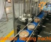 Guangzhou Full Harvest Industries Co.,LtdnWebsite: www.gzfharvest.com;nwhats app: 0086 18902321463nMail: sales@gzfharvest.comn---------------------nSeasoning,garlic,curry powder automatic plastic dust proof can cap cover capping pressing machinenAutomatic rotary dust proof capping machine combination of lid ejection and rotary jar injection.nUse the forward driving force to fasten the cover of the cover slot on the cup, fasten the lid with the pressure roller, and then drive the cup forward.nnAu