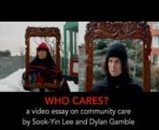 WHO CARES? is a personal video essay by musician/filmmakers Sook-Yin Lee and Dylan Gamble, who share survival strategies and explore the complicated notion of community care. “What does it mean to take care of yourself and others when everything falls apart?”nnPremieres online Wednesday March 16th at 7PM EST as part of the Wavelength Music Winter Festival Speaker Series 2022. Duration: 37 mins. WHO CARES? is the follow up to Lee and Gamble’s made-in-pandemic-lockdown feature movie Death an