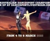 The 75th Australian DanceSport Championships is proudly supported by City of Greater Bendigo and the Victorian State Government. It is held at Bendigo Stadium arena in Victoria. nnInstructionsn-----------------------------nFollow these simple stepsn- From 8:30 am Friday 4 March AEST DST get onlinen- Go to https://www.dancesportlivestream.com.au/nnIt will be an action packed program over three days with evening finals on Friday and Saturday culminating on Sunday evening with the grand finals of a