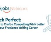 Are you looking for a remote or flexible writing job? Do you know how to write a pitch letter? It can seem a bit tedious at times (you’re a writer, after all!) but learning how to write a good pitch letter is the best way for new freelance writers to start landing gigs and getting paid!nnWatch this 45-minute webinar with career coach Robin Mosley-Vaughan to learn the basics of crafting a great pitch letter for your freelance writing career!nnnWhat You’ll Learn:nTips and tricks for a freelanc