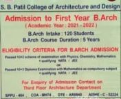 Full Time Five Year Degree Course - Architecture College &#124; SBPCOAD &#124; PunennS. B. Patil College of Architecture &amp; Design is managed by PCET, the society with an aim of promoting quality technical education. The trust has completed 30 years of dedicated services in technical education and known for its quality education and good 100% placements.nnSBPCOAD is approved by Council of Architecture (COA), Directorate of technical Education (DTE), Government of Maharashtra, and is affiliated to Savit