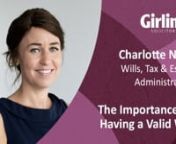 As Wills &amp; Probate specialist and Legal 500 Recommended Lawyer, Charlotte Nock explains a legally valid #Will ensures that your money and possessions go to the people and causes that matter to you. nnHave you got a Will? As Charlotte explains a Will is one of the most important documents you will ever make, yet over 50% of adults in the UK still do not have a Will. We live in a world of increasingly complex family relationships. If you die without leaving a Will your partner, spouse or other