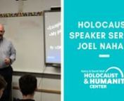 Event occurred on Wednesday, October 27, 2021.nnJoel’s parents both escaped the Holocaust as children. His mother, Ruth Dresel, was born in Germany in 1926, and experienced antisemitism before escaping to Israel with her family at age 9. Eight members of her family were murdered in the Holocaust, and the few known survivors escaped to Israel, China, England, Chile, and the United States. Joel’s father, Uri Nahari, was born in Czechoslovakia in 1924, and he too witnessed and experienced the b