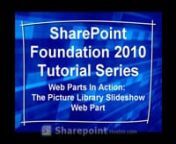 This tutorial illustrates how to add the Picture Library Slideshow Web Part to your SharePoint site collection. The picture viewer web part is useful for displaying a series of photos automatically within a page of your SharePoint site.