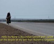 Maximilian Semsch, who cycled in 2008 from Munich to Singapore, starts a new adventure. From 1st of January he will circle the Australian continent on an E-Bike. This is a first clip about the new adventure....