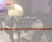 In de jaren 80 bracht David Bloch &#39;Perfect Presentation&#39; naar Nederland en werd snel de tweetalige &#39;presentatiegoeroe&#39;. Met originele oplossingen voor alle soorten presentaties - zowel persoonlijk als op schrift - bracht David grote veranderingen teweeg. Tal van presentaties, boeken, artikelen, een video-serie, een audiocassette, coaching, training ... David was en is in alle markten thuis wat betreft presenteren, motiveren, communiceren, image-building.