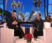 Adam Levine told Ellen a dramatic story of a frightening encounter with a rat in his house... little did he know a giant rodent would be waiting to scare him onstage.
