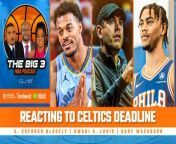 On today&#39;s episode of The Big 3 Podcast, A. Sherrod Blakely, Gary Washburn and Kwani Lunis discuss the biggest stories around the Celtics right now, including the acquisition of Xavier Tillman from the Grizzlies and Jaden Springer from the Sixers - and how they will fit on this team. Plus, the bench is providing much more than anticipated lately, how big of a role will the Celtics&#39; depth play as the season goes on?&#60;br/&#62;&#60;br/&#62;&#60;br/&#62;&#60;br/&#62;&#60;br/&#62;&#60;br/&#62;﻿The Big 3 NBA Podcast with Gary, Sherrod &amp; Kwani is available on Apple Podcasts, Spotify, YouTube as well as all of your go to podcasting apps. Subscribe, and give us the gift that never gets old or moldy- a 5-Star review - before you leave!&#60;br/&#62;&#60;br/&#62;&#60;br/&#62;&#60;br/&#62;This episode of the Big 3 NBA Podcast is brought to you by:&#60;br/&#62;&#60;br/&#62;&#60;br/&#62;&#60;br/&#62;Fanduel Sportsbook, the exclusive wagering parter of the CLNS Media NetworkRight now, NEW customers get ONE HUNDRED AND FIFTY DOLLARS in BONUS BETS with any winning FIVE DOLLAR MONEYLINE BET! So, visit https://FanDuel.com/BOSTON and kick off the NFL season. FanDuel, Official Partner of the NFL. 21+ and present in MA. Hope is here. First online real money wager only. &#36;5 pregame moneyline wager required. First online real money wager only. &#36;10 first deposit required. Bonus issued as nonwithdrawable bonus bets that expire 7 days after receipt. See terms at sportsbook.fanduel.com. GamblingHelpLineMa.org or call (800)-327-5050 for 24/7 support. Play it smart from the start! GameSenseMA.com or call 1-800-GAM-1234.&#60;br/&#62;&#60;br/&#62;&#60;br/&#62;&#60;br/&#62;HelloFresh, America&#39;s #1 Meal Kit! Go to https://HelloFresh.com/BIG3FREE and use CODE BIG3FREE for FREE breakfast for life! One breakfast item per box while subscription is active. That’s free breakfast for life!&#60;br/&#62;&#60;br/&#62;&#60;br/&#62;&#60;br/&#62;Indeed! Visit https://Indeed.com/ALIST to start hiring now! Indeed understands the importance of making every dollar count when growing your business. That&#39;s why you only pay for quality applications that match your must-have job requirements with Indeed. If you need to hire, you need Indeed.