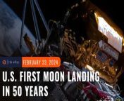A spacecraft built and flown by Texas-based company Intuitive Machines lands near the south pole of the moon on Thursday, February 23.&#60;br/&#62;&#60;br/&#62;Full story: https://www.rappler.com/science/earth-space/united-states-moon-landing-private-spacecraft-odysseus-2024/&#60;br/&#62;