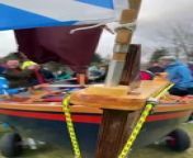 The launch of Ness yoal boat Sula into the Cromarty Firth. &#60;br/&#62;&#60;br/&#62;Videos by Callum Mackay.