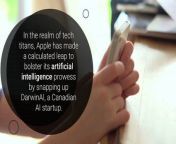 In a strategic move to enhance its artificial intelligence (AI) capabilities, Apple has acquired Canadian AI startup DarwinAI. The acquisition is part of Apple’s significant push into generative AI this year.&#60;br/&#62;&#60;br/&#62;What Happened: Apple acquired DarwinAI earlier this year, according to a Bloomberg report. DarwinAI’s employees, including AI researcher Alexander Wong, have joined Apple’s AI division.