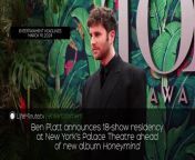 Ben Platt announces 18-show residency at New York&#39;s Palace Theatre ahead of new album Honeymind. The residency, which will celebrate Platt&#39;s third studio album, will be directed by Tony winner Michael Arden. The historic New York City theater has been undergoing major renovations since 2018, including being raised 30 feet in the air to make room for extra retail space in Times Square. Aaron Taylor-Johnson formally offered role as the next James Bond. The iconic role was previously played for 15 years by actor Daniel Craig, who revealed that he would be stepping away from the character in 2021. Taylor-Johnson is expected to officially accept the offer within the coming days. Jeff Lynne&#39;s Electric Light Orchestra announce farewell tour. The 70s rock band will make appearances across the United States from August through October during the &#39;Over and Out&#39; tour. Fans can get tickets starting March 22. In today&#39;s birthday news: actress Renée Taylor turns 91, The Pointer Sisters&#39; Ruth Pointer is 78, actress Glenn Close 77, actor Bruce Willis turns 69, and Jimmy Eat World Drummer Zach Lind is 48.