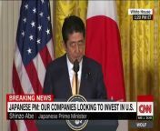 During a joint press conference with Japanese Prime Minister Shinzo Abe, President Donald Trump renewed US security guarantees to Japan, saying, &#92;