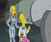 Professor Frink gazes at into the night sky with his robotic lover