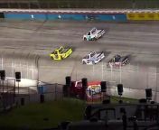 Kris Wright pushes up the track while trying to make a pass, collecting Stewart Friesen for the sixth caution at Texas Motor Speedway.