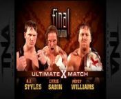 TNA Final Resolution 2005 - AJ Styles vs Petey Williams vs Chris Sabin (Ultimate X Match, TNA X Division Championship) from learn english with aj hoge