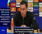 Xavi reacts to Barcelona&#39;s 4-1 (6-4 aggregate) defeat and subsequent UEFA Champions League knockout to PSG.