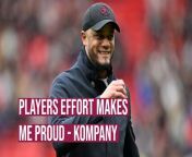 Vincent Kompany is proud of his teams efforts as they continued their recent good form with just the one defeat in eight games at Old Trafford.