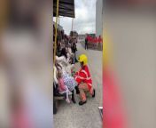 Touching video footage shows the moment a newly-qualified firefighter proposed to his girlfriend at his pass-out parade.