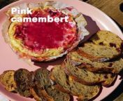 Pink camembert from pink hot photo and