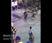 Authorities were on hand after a boat sank at Bellambi Boat Ramp on Tuesday. Video by Henry Wedeman